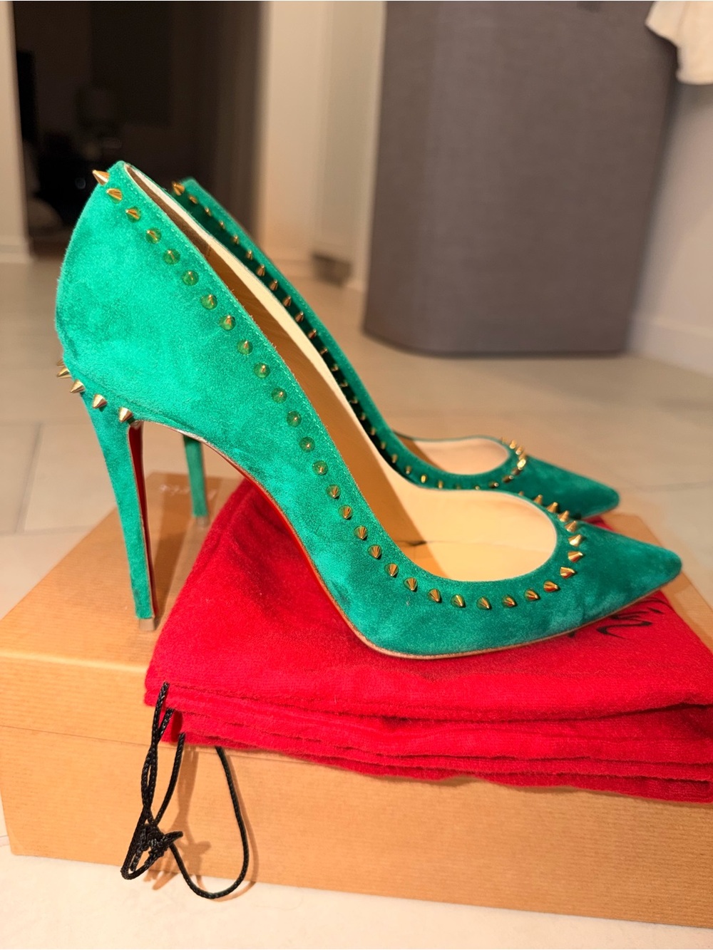 Christian Louboutin ANJALINA 100 VEAU VELOURS - Picture 4 of 9
